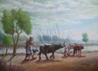 Aurangzib Hanjra, 24 x 36 Inch, Oil on Canvas, Landscape Painting, AC-AZH-001